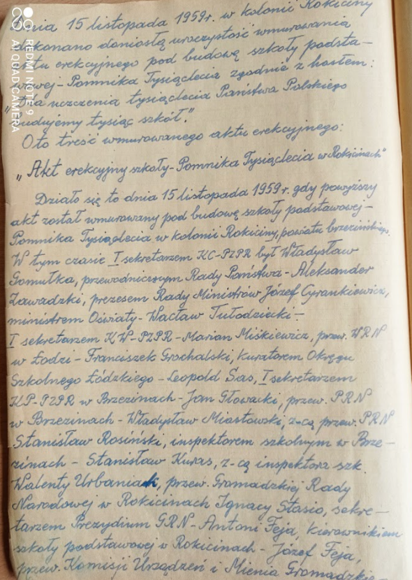 Wpis z kroniki szkolnej z 1959r. cz.1