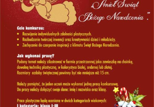 Plakat z informacjami na temat konkursu „Anioł Świąt Bożego Narodzenia”.