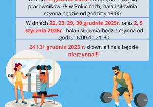 plakat z godzinami otwarcia siłowni